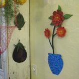 Flower Wall Art Sculpture Large Metal Camellia Vase Reclaimed Metal Kitchen Decor Orange Red Blue 6 small