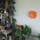 Metal Flower Art Wall Hanging Recycled Metal Orange 2 small