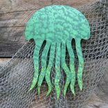 Sea Life Wall Art Sculpture - Jellyfish - Reclaimed Metal Ocean Wall Decor Beach House Wall Art 1 small