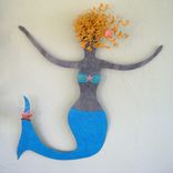 Metal Mermaid Wall Art Extra Large Ocean Wall Decor - Rosie - Beach Cottage Wall Sculpture 1 small
