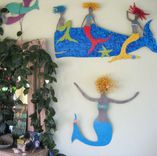 Metal Mermaid Wall Art Extra Large Ocean Wall Decor - Rosie - Beach Cottage Wall Sculpture 3 small