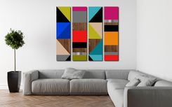 4-Panel Modern Art - Modern Abstract Art, Large Art, Geometric, Mid Century Modern, Painting 1 small