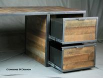 Reclaimed Wood Desk With File Cabinet Drawers. Rustic, Industrial. Office Furniture. Filing. 6 small