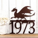 Metal House Number Plaque with Gothic Medieval Dragon 1 small