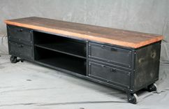 Handmade Media Console With Drawers. Reclaimed Wood Top - Urban Modern Entertainment Center. 3 small