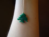 Glass Lebanese Cedar Tree Pendant Necklace 2 small