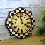 Courtly Clock Black And White Checked Kitchen Clock Buffalo Checked Wall Clock 4 small