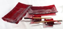 6-Piece Fused Glass Sushi Set With Koi Design 1 small