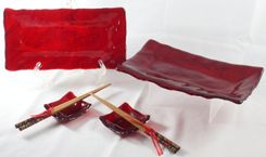 6-Piece Fused Glass Sushi Set With Koi Design 2 small