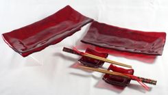 6-Piece Fused Glass Sushi Set With Koi Design 3 small