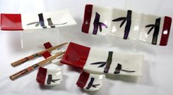 Fused Glass Dish With Bamboo Design 1 small