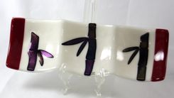 Fused Glass Dish With Bamboo Design 2 small