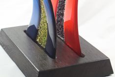 Fused Glass Sculpture With Wooden Base 2 small
