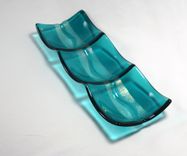 3-Section Fused Glass Dish "Caribbean Wave" 3 small