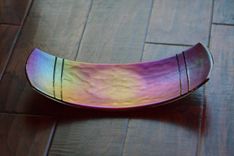 Curved Glass Platter With Iridiscent Red Design 4 small