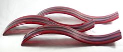 Glass Art Sculpture With Red Waves In Set Of 3 1 small