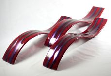 Glass Art Sculpture With Red Waves In Set Of 3 4 small