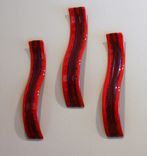 Glass Art Sculpture With Red Waves In Set Of 3 5 small
