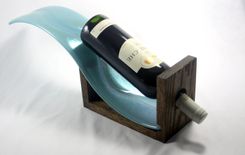 Blue Waves And Oak Wine Bottle Display 2 small