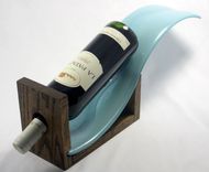 Blue Waves And Oak Wine Bottle Display 3 small