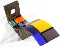 De Stijl Glass And Oak Wine Bottle Display 2 small