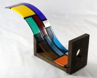 De Stijl Glass And Oak Wine Bottle Display 4 small
