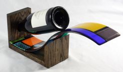 De Stijl Glass And Oak Wine Bottle Display 5 small