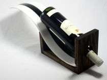 Black And White Wine Bottle Holder With Oak Base 1 small