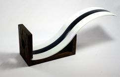 Black And White Wine Bottle Holder With Oak Base 2 small