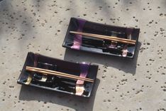 Purlple And Black Glass Sushi Set For Two 2 small