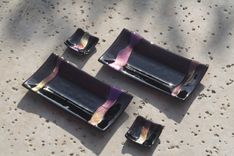 Purlple And Black Glass Sushi Set For Two 3 small