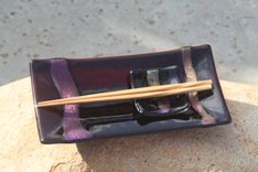 Purlple And Black Glass Sushi Set For Two 4 small
