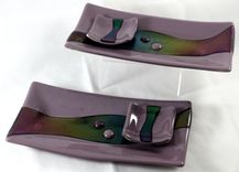Purple And Iridescent Black Glass Sushi Set For Two 2 small