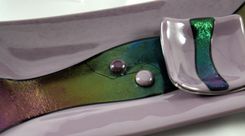 Purple And Iridescent Black Glass Sushi Set For Two 4 small