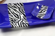 Blue Glass Sushi Set With Zebra Stripes For Two 5 small