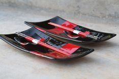 Black And Red Glass Sushi Set For Two 1 small