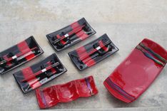 Black And Red Glass Sushi Set For Two 5 small