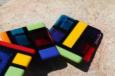 Black De Stijl Glass Coasters In Set Of 4 1 small
