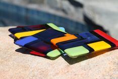 Black De Stijl Glass Coasters In Set Of 4 4 small