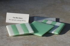 White And Sea Green Glass Coasters In Set Of 4 1 small
