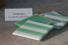 White And Sea Green Glass Coasters In Set Of 4 2 small