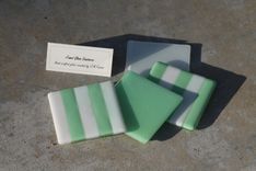 White And Sea Green Glass Coasters In Set Of 4 4 small