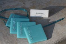 Turquoise Glass Coasters In Set Of 4 2 small