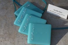 Turquoise Glass Coasters In Set Of 4 4 small
