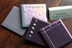 Purple Glass Coasters With Dichroic Accents In Set Of 4 1 small