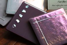 Purple Glass Coasters With Dichroic Accents In Set Of 4 2 small