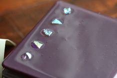 Purple Glass Coasters With Dichroic Accents In Set Of 4 5 small