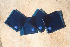 Deep Aqua Glass Coasters In Set Of 4 4 small