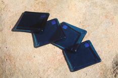 Deep Aqua Glass Coasters In Set Of 4 5 small