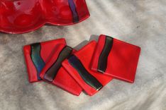 Red Glass Coasters In Set Of 4 2 small